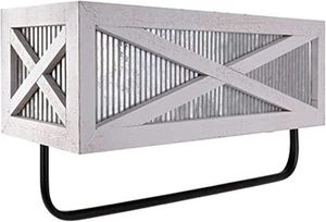 Autumn Alley Farmhouse Rustic Towel Rack Shelf Holder - Wood White - Picture 1 of 8