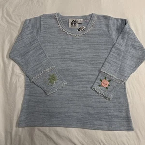 Storybook Knits Heathered Blue “Pretty Pastel” Sweater Blue NWT - Size 1X - Picture 1 of 7