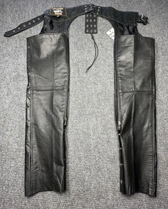 Silver Bike Leather Chaps Mens XXS Black Adjustable Motorcycle Riding Gear Biker - Picture 1 of 10