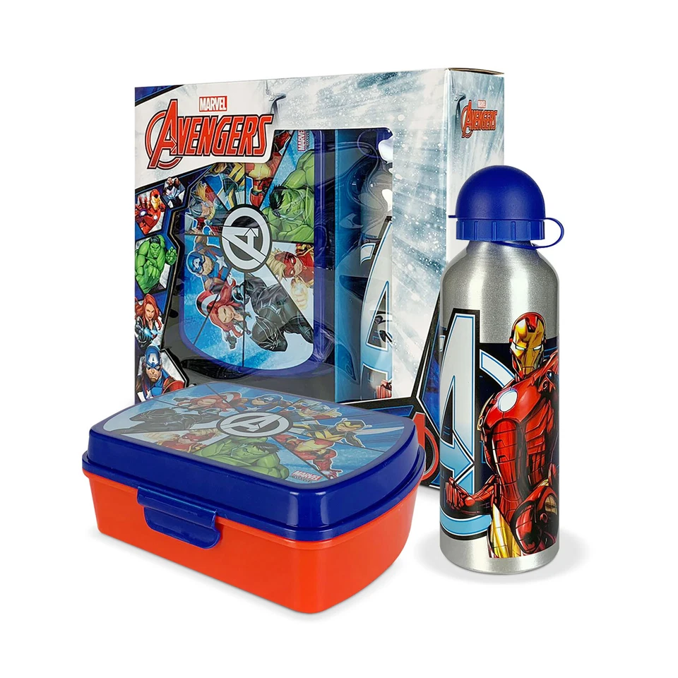 Set pranzo 2 pezzi Marvel Avengers ufficiale borraccia 500ml e portapranzo 5386 - Immagine 1 di 4