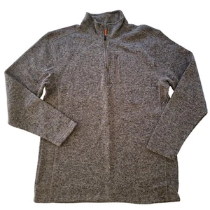 Northcrest Giacca Shacket Uomo L Finto Collo Quarto Zip Camicia Marrone Manica Lunga - Foto 1 di 11