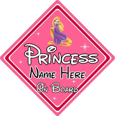 Disney Prinzessin an Bord Autoschild - Rapunzel aus Tangled - personalisiert