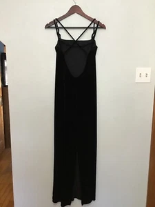 Vintage 90s Y2k Black Velvet Prom Dress Goth Whimsigoth Steppin Out L - Picture 1 of 6