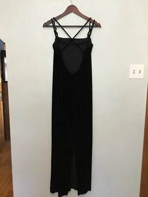 Vestido de graduación de terciopelo negro vintage años 90 Y2k gótico caprichoso Steppin Out L Foto 1 de 4