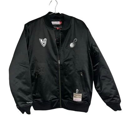 New Mitchell & Ness NBA Suga Glitch New Jersey Nets Black Bomber Jacket - Image 1 of 4