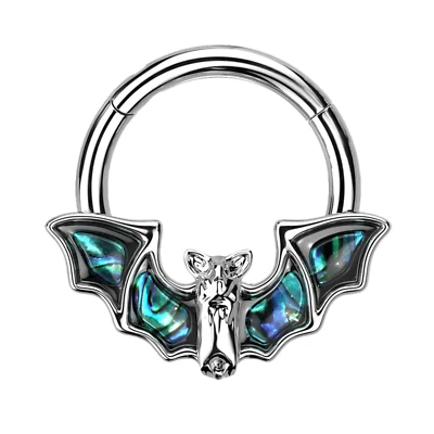 Anillo nariz tabique murciélago concha de abulón 8 mm segmento clicker cuerpo piercing joyería Foto 1 de 4