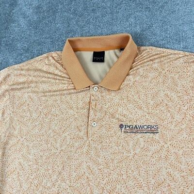 Camisa Polo PGA WORKS Campeonato Colegial Para Hombres 2XL Naranja Floral Dunning Golf Foto 1 de 4
