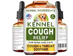 Kennel Cough Herbal Drops for Dogs & Cats - Cough Relief Throat Soother 2 Fl Oz - Picture 1 of 8
