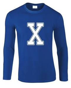 T-shirt manica lunga uomo lettera x iniziali divertenti font team idea regalo cool nome - Foto 1 di 4