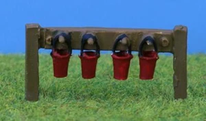 P & D Marsh OO Gauge Fire Buckets on Stand (2) Painted # PDZ32 - Picture 1 of 1