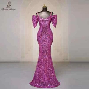 Sexy sleeve sequins Evening Dresses Prom Gowns Wedding Party Maxi formal dresses - Picture 1 of 28