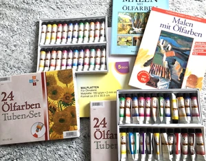 2x 24 Ölfarben und- mit 2 Büchern und Malplatten siehe Fotos - Bild 1 von 5