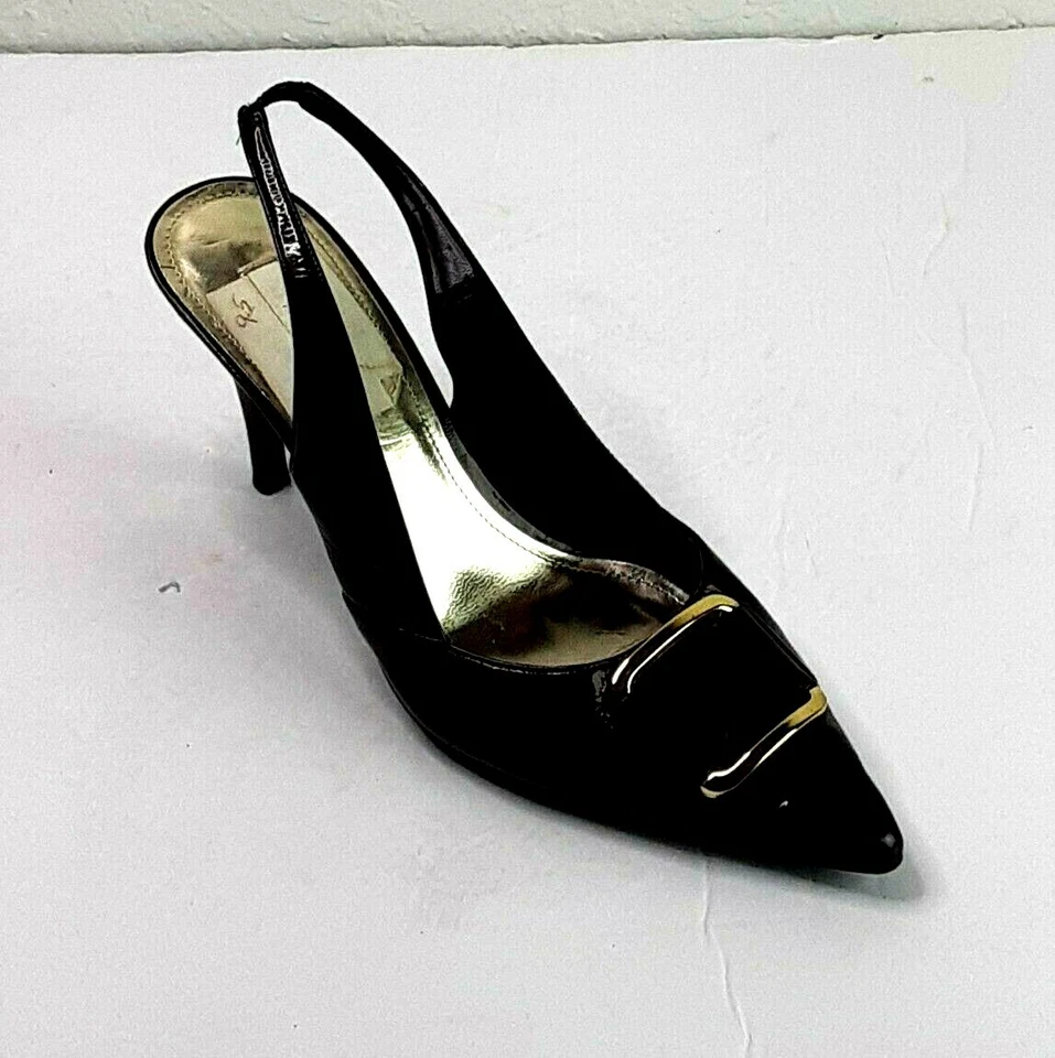 Zapatos de mujer Alfani talla 9,5 marrón charol punta punta tacón alto con tira trasera  Foto 1 de 4