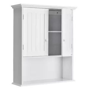 Mueble de baño de montaje en pared organizador de almacenamiento de botiquín de madera - Imagen 1 de 6