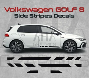 Volkswagen GOLF 8 R Line Side Stripes Decals VW MK8 GTI Side Graphics - Picture 1 of 2