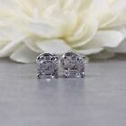 1ct Asscher Cut Simulated Diamond Solitaire Stud Earrings 14k White Gold Plated