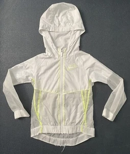 Nike Girls Windbreaker XS CU0043-100 White Clear Neon Green - Picture 1 of 9
