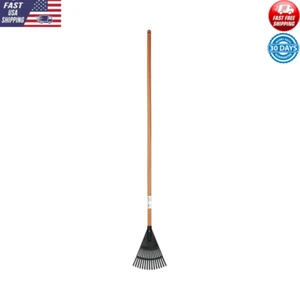 Garden 8-inch Wood & Poly Shrub Leaf Rake Hardwood Handle Polypropylene Head - Picture 1 of 4
