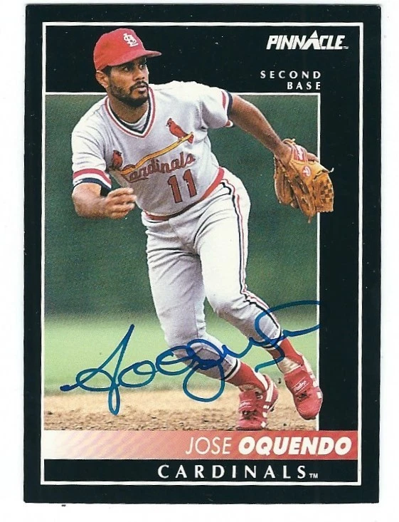 Autographed 1992 Pinnacle #239 JOSE OQUENDO St Louis Cardinals card w/ COA - Image 1 of 1