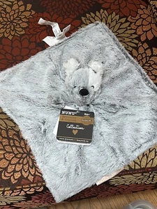 BLANKET BEYOND SECURITY BLANKET PUP DOG GRAY WHITE FURRY BLACK NOSE LOVEY SOFT - Picture 1 of 4