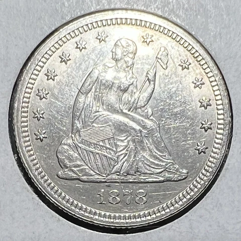 1878 Liberty Seated Quarter really nice Uncirculated Details Great Type Coin Cover