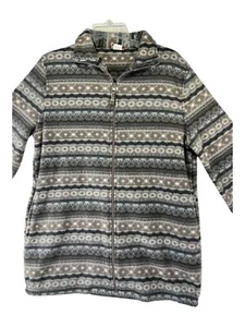 Tudor Court Men Size Medium Jacket Gray Striped Fuzzy Texture Full Zip Closure - Picture 1 of 17