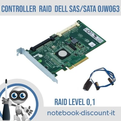 RAID CONTROLLER DELL Perc 6/iR 0JW063 Con cavo adattatore PCI-E - Immagine 1 di 4