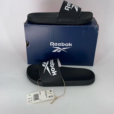 Reebok Fulgere Slide Kids Youth Black White Slide Sandals Size 5 NWT - Image 1 of 4