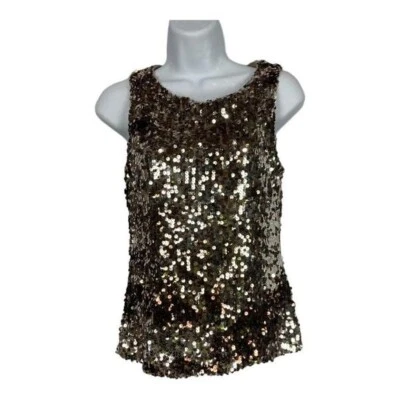 Camiseta sin mangas Forever21 para mujer con lentejuelas dorada brillante talla S Foto 1 de 4