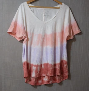 EUC 24/7 Maurices Shirt Tie Dye Short Sleeve V-Neck Tunic Women's 2X #H75-7 - Picture 1 of 9