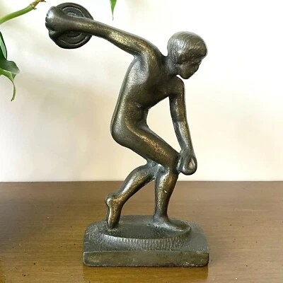 Estatua olímpica de bronce lanzador de discos Discobolus de Myron réplica de colección Foto 1 de 4