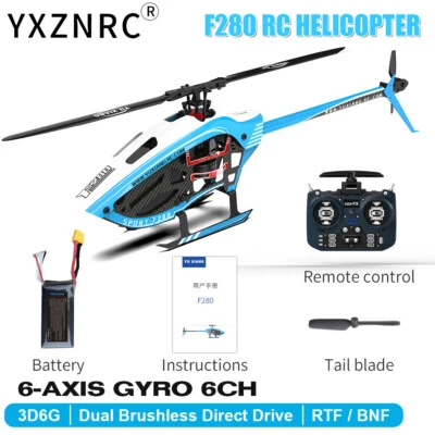 YXZNRC RC Helicopter F280 2.4G 6CH 6-Axis Gyro 3D Brushless Motor Flybarless - Image 1 of 4