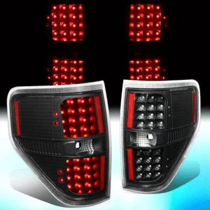 FOR 2009-2014 FORD F150 PAIR FULL LED TAIL LIGHT REAR BRAKE LAMPS(BLACK/CLEAR) - Picture 1 of 10