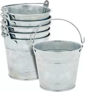 6 Pack Small Galvanized Metal Buckets with Handles, Mini Tin Pails for Party ... - Picture 1 of 12