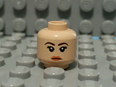 LEGO CABEZA CHELL NIÑA CARNE CLARA MARRÓN CEJAS LABIOS NARANJAS DOBLE CARA Foto 1 de 2