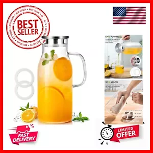 Glass Pitcher, 2 Liter 68oz Water Pitcher with Lid and Spout, Large Ice Tea J... - Picture 1 of 9