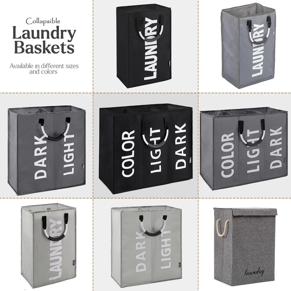 Laundry Basket Storage Bin Foldable Collapsible Dirty Washing Clothes Hamper UK - Image 1 of 4
