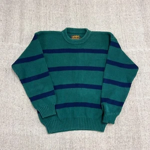 Vintage Eddie Bauer Striped Sweater Mens Large Green 1990s Cotton - Picture 1 of 9