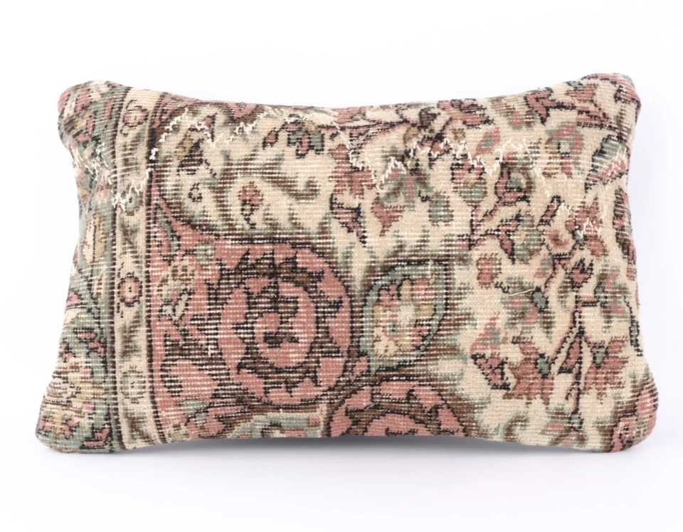 Jute Cushion Cover Home Deco Vintage Throw Case Rectangle Kilim Pillow Handmade - Image 1 of 4