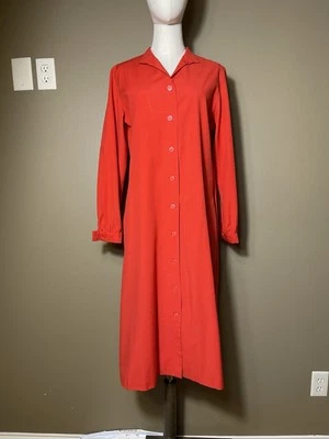 复古 20 世纪 60 年代 Lillian Russell 充满活力的红色衬衫礼服背面打褶中号/大号 — 第 1/4 张图片