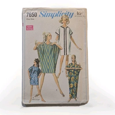 Simplicity 7650 Sewing Pattern Kite Dress One Size 60s Muu Muu Mini Uncut FF - Image 1 of 4