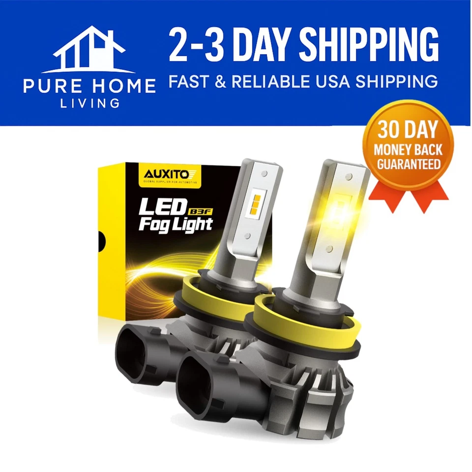 10-Minute Installation H11/H8/H16 LED Fog Lights - 6000L, 3000K Amber Yellow - Image 1 of 4