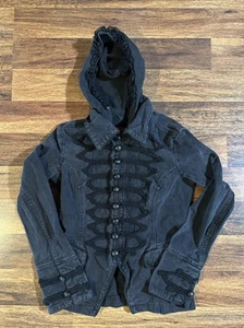 Tripp NYC Women Marching Band Zip Jacket Black Removable Hood Whimsy Goth Small - Picture 1 of 13