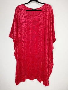 Top túnica pulóver boho de terciopelo rojo Burnout talla 1X Ellos - Imagen 1 de 7