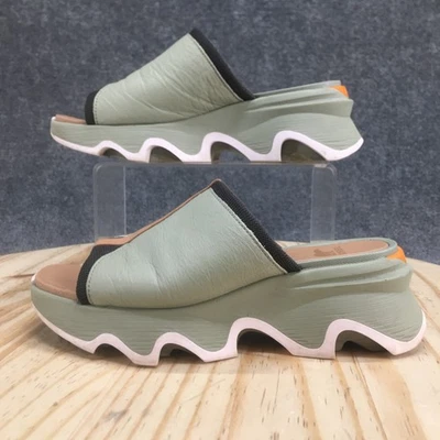 Sandalias Sorel Mujer 7 Impacto Cinético Deslizable Cuero Verde Tacones de Cuña NL4961-348 Foto 1 de 4