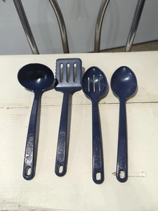 VINTAGE Ultratemp Robinson Knife BLUE utensil Lot 2 Spoons 1 ladle 1 Spatula - Picture 1 of 6