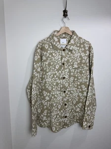 Next Blumen Overshirt Hemd Baumwolle Herren Größe XL geblümt beige creme minimal - Bild 1 von 9