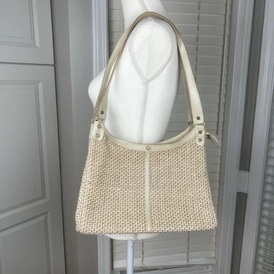 Bolso de Hombro Bolso Cartera Vintage Años 60 70 JOHN ROMAIN Tejido Yute Paja Cuero Foto 1 de 4