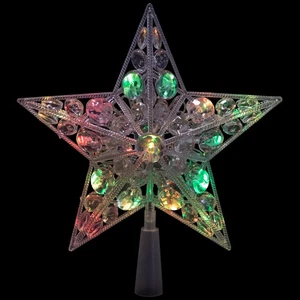 LED Lighted Battery Operated Color Changing Jeweled Star Christmas Tree Topper - Picture 1 of 5