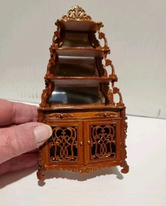 Dollhouse Genuine Bespaq Vintage Ornate Etagere With Cabinet Walnut 1/12 - Picture 1 of 8